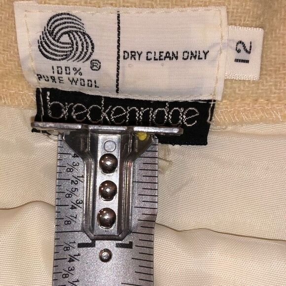 Vintage Breckenridge Wool Skirt A line Cream Size 12 Lined - Picture 2 of 11